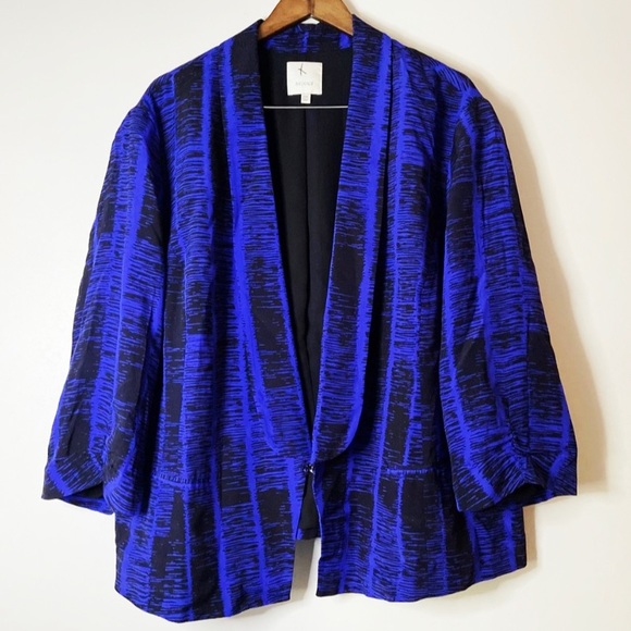 Sejour Jackets & Blazers - SEJOUR | Blue Blazer Dash Squiggle Print Size 22W